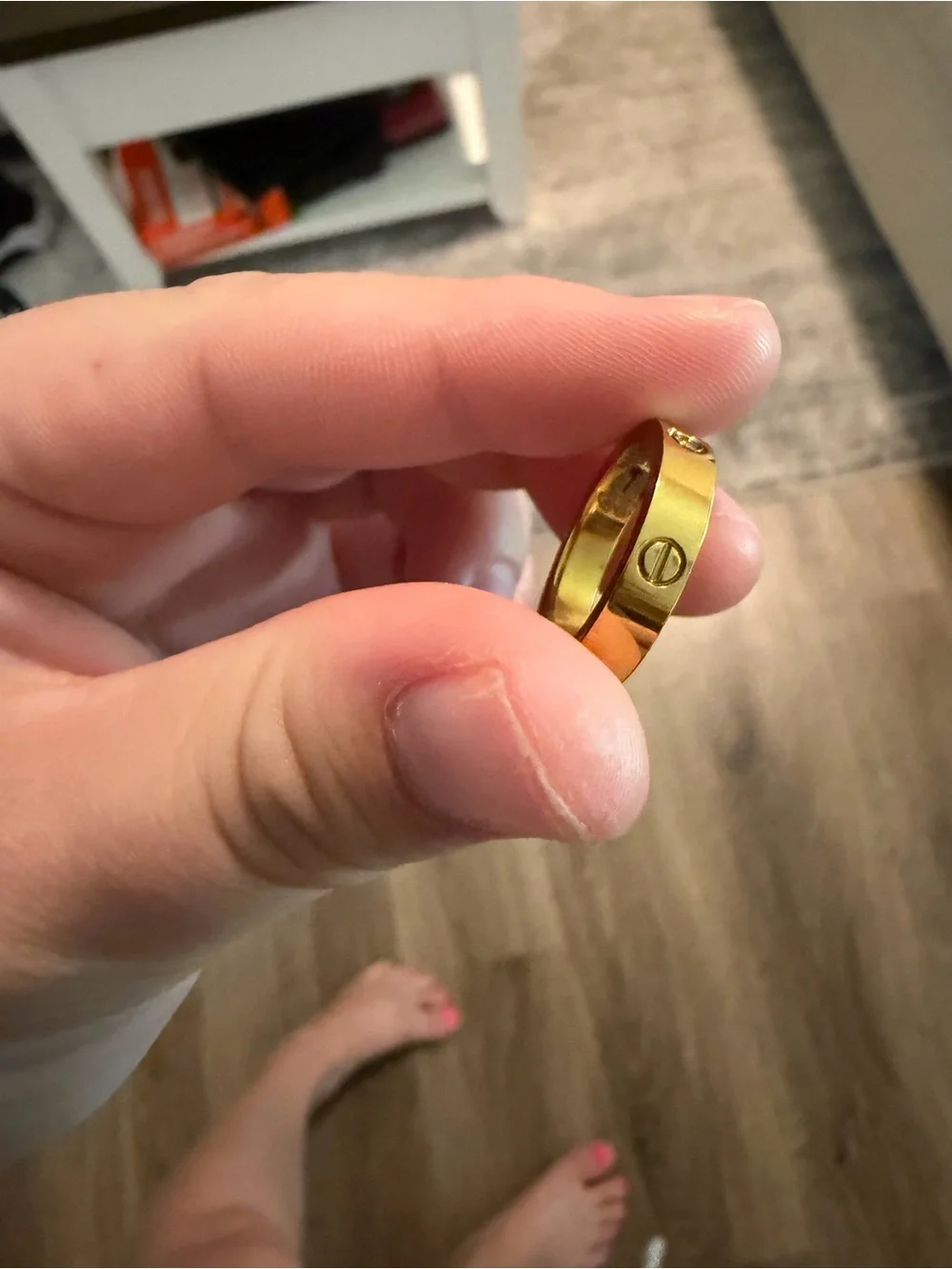 Gold-Tone Screw Detail Ring
